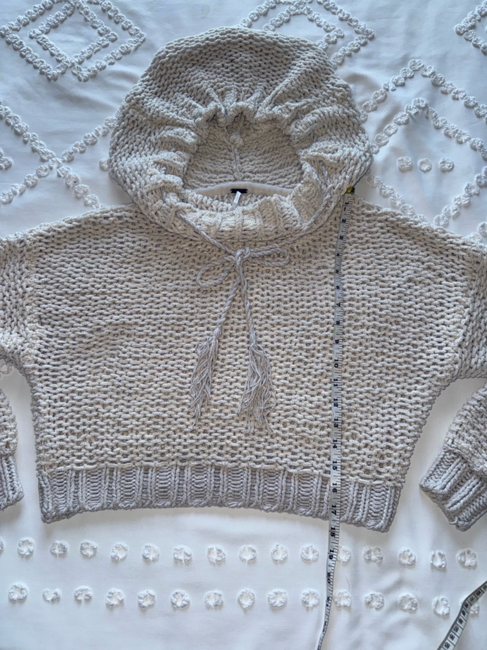 Free People Cream Knit Cowl Sweater with Tassel Tie - Picture 5 of 10